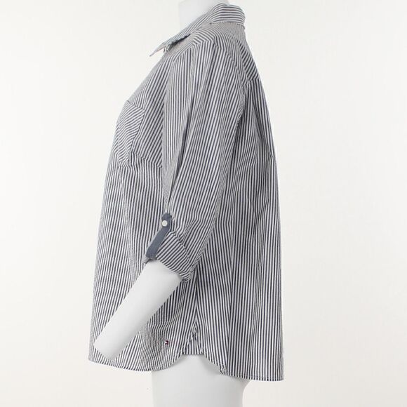 Tommy Hilfiger Plus Size Striped Roll-Tab Top - Picture 3 of 5